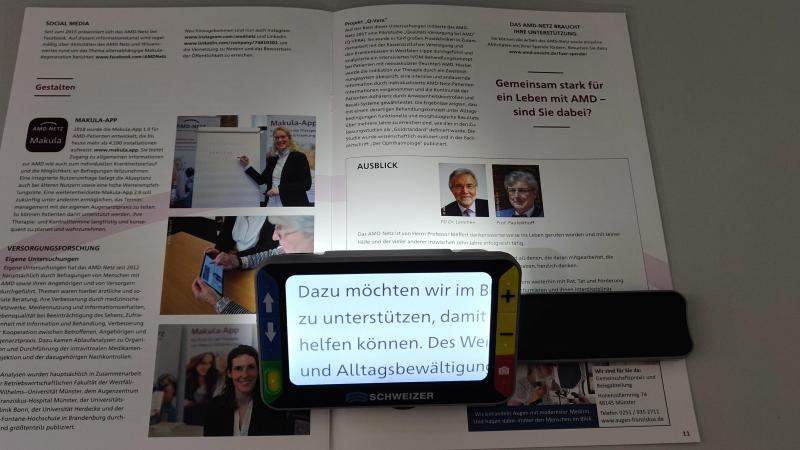 Vergrößerung der Schrift mit einer elektronischer Lupe