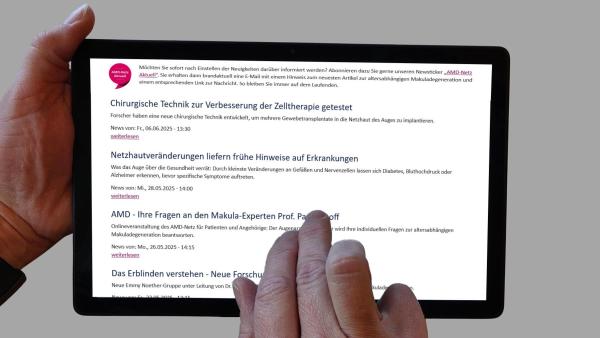 Tablet mit Auswahl an verschiedenen Nachrichten