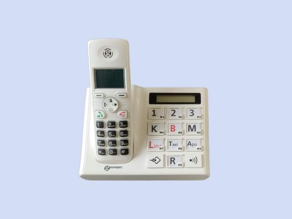Telefon mit Direktspeichertasten Schnurlostelefon mir Direktspeichertasten an der Basis