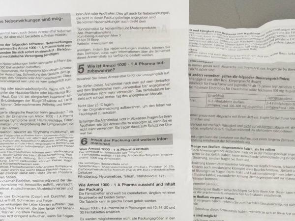 Beipackzettel als Beispiel für sehr klein gedruckte Schrift