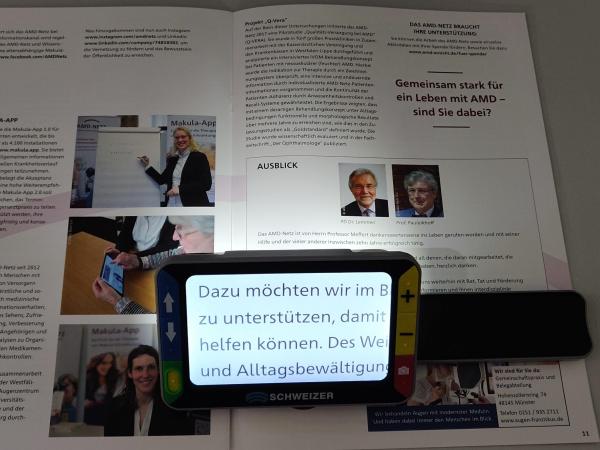 Vergrößerung der Schrift mit einer elektronischer Lupe