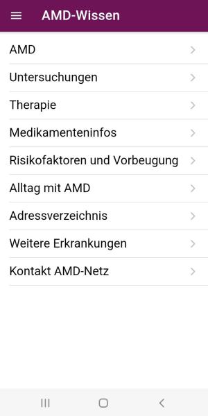 Screenshot Makula-App Wissen AMD