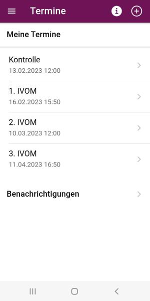 Screenshot Makula-App Termine